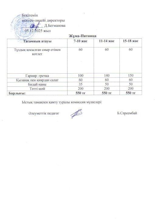 2025-2026 желтоқсан айының 05 күнгі меню